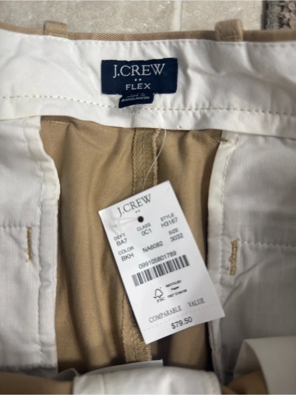 J. Crew Men’s Slim-Fit Flex British Khaki Chino Pants NWT